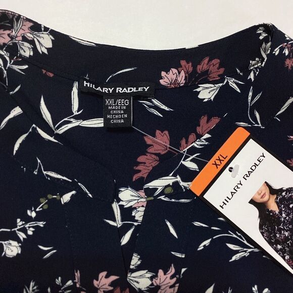 Hilary Radley Floral Blouse Tunic Blue XXL NWT - Picture 4 of 10